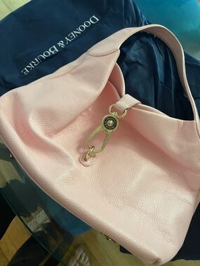 Dooney & Bourke Light Pink Pebbled Leather Shoulder Hobo with Gold Hardware